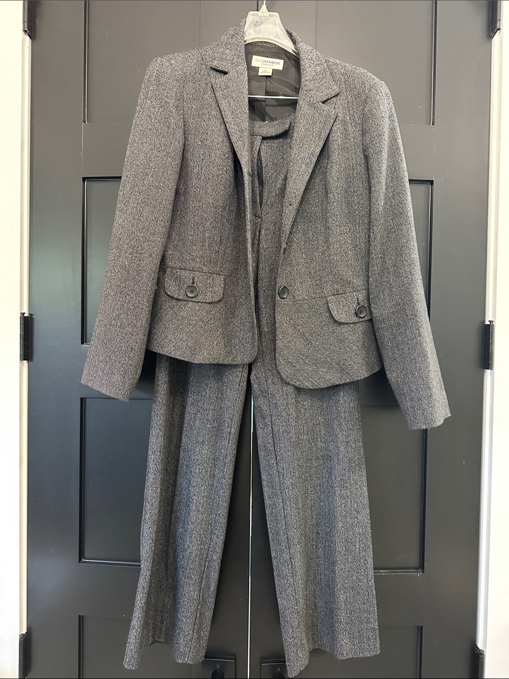 Sag Harbor Women's Gray Tweed Suit Jacket and Pants